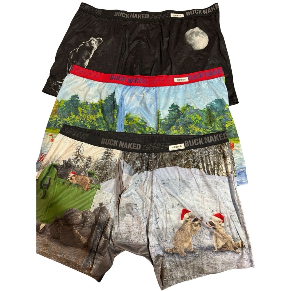 Duluth Boxers Size 4X Buck Smooth 3 Pair New Raccoon, Ski, Wolf